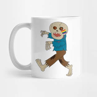 Gay pride Halloween ghost monster. Funny cartoon drawing animation. Mug